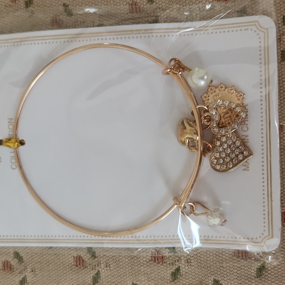 Fashion jewelry heart charm bracelet gold